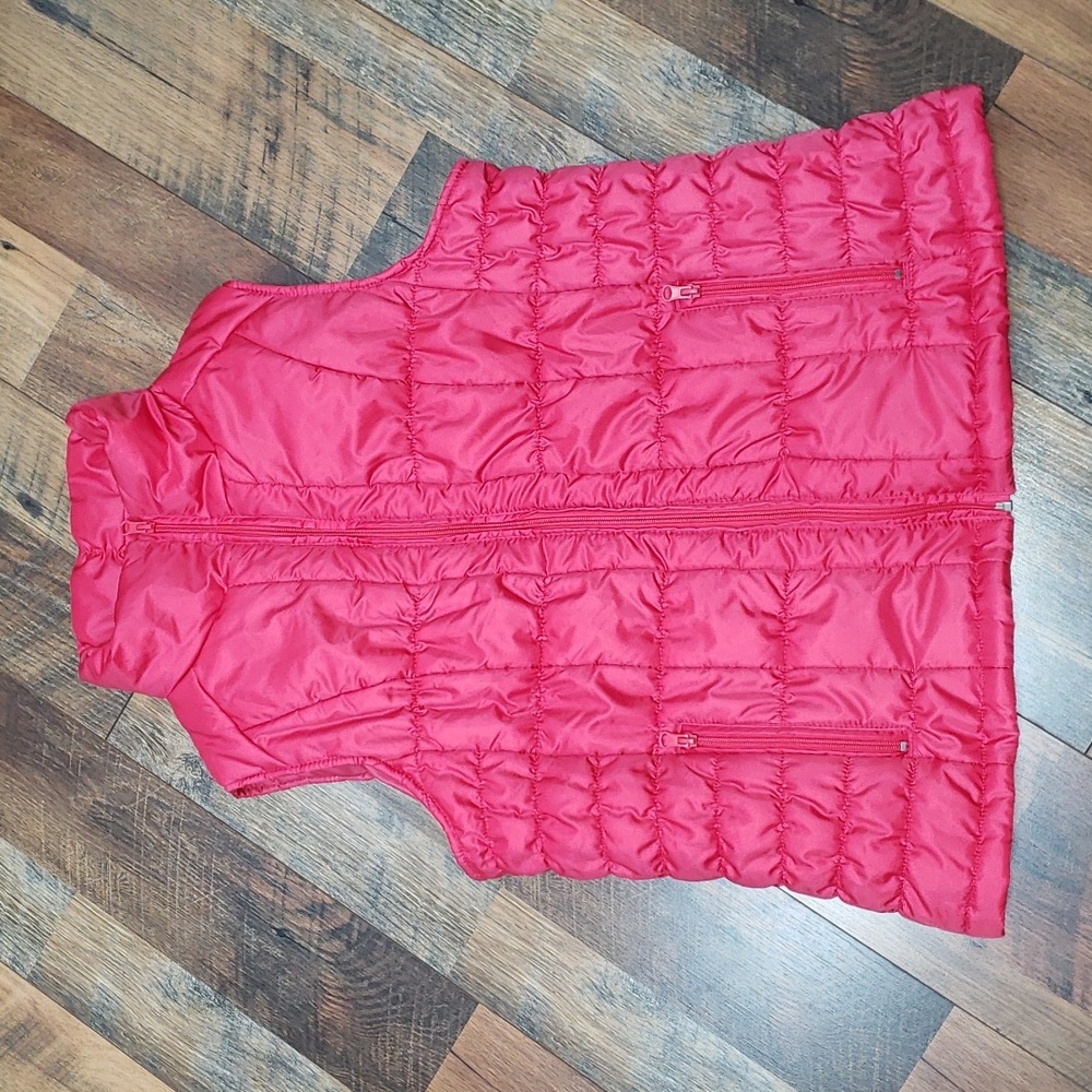 New York & Company Bright Pink Puffer Vest, Size Large